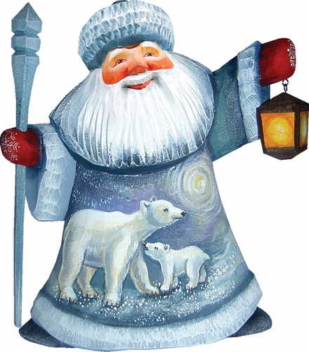 8215672 Woodcarving Polar Story 6 In. - Woodcarved Santa