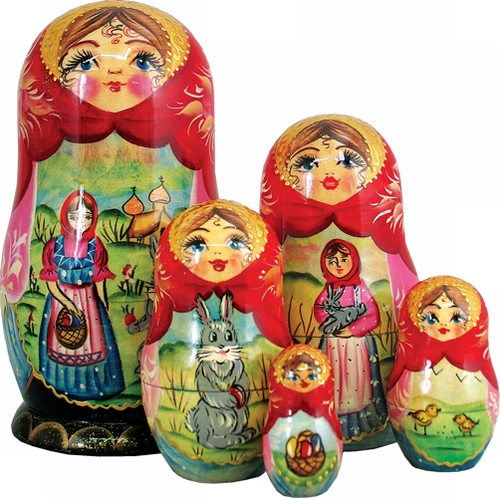 130251 Russia Nested Dolls Easter Story 5 Nest Doll 6.5 In.