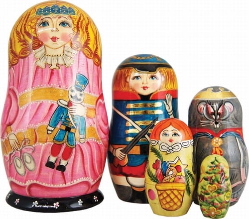 1301152 Russia Nested Dolls Clara Nutcracker 5 Nest Doll 6.5 In.