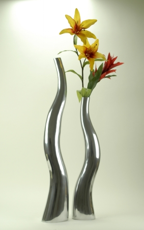 6586 Alum Tall Wiggly Vases - Set Of 2