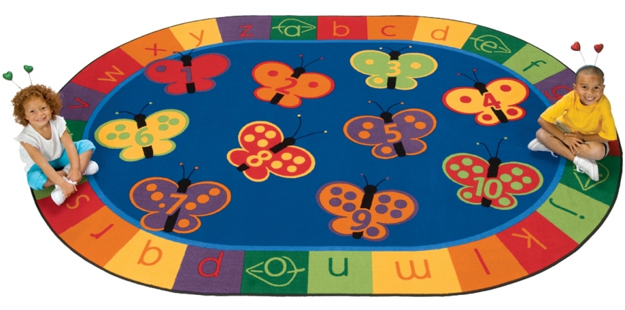 Carpets For Kids 3505 123 ABC Butterfly Fun 5.42 ft. x 7.67 ft. Oval Rug