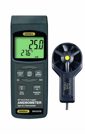 Daf4207sd Anemometer-thermometer With Excel-formatted Data Logging Sd Card