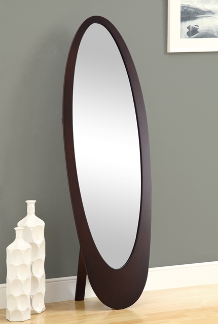 I 3360 Cappuccino Contemporary Oval Cheval Mirror