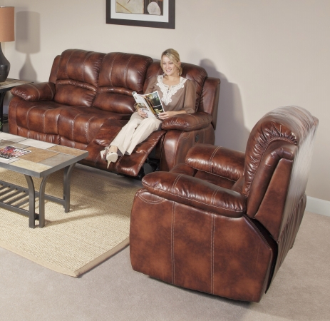 SLR International 706031RR Ventura Dual Reclining Sofa and Reclining Chair 2PC Set in Saddle Eco Leather