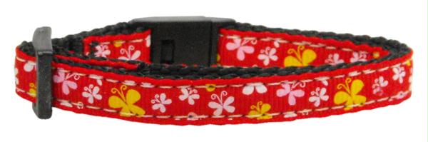 125-005 Ctrd Butterfly Nylon Ribbon Collar Red Cat Safety