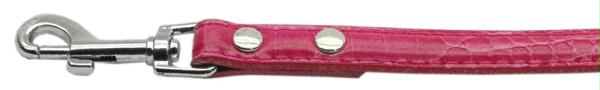 10-01 12ldpkc .38 In. - 10mm Faux Croc Two Tier Collars Pink .50 In. Leash