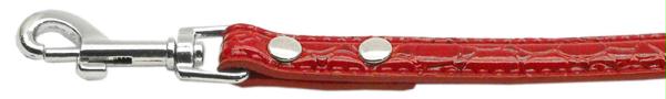 10-01 12ldrdc .38 In. - 10mm Faux Croc Two Tier Collars Red .50 In. Leash