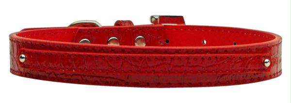 10-01 Lgrdc .38 In. - 10mm Faux Croc Two Tier Collars Red Large