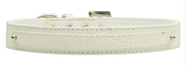 10-01 Lgwtc .38 In. - 10mm Faux Croc Two Tier Collars White Large