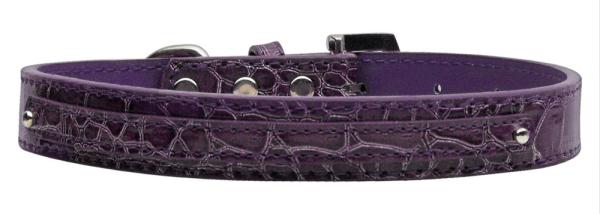 10-01 Smprc .38 In. - 10mm Faux Croc Two Tier Collars Purple Small