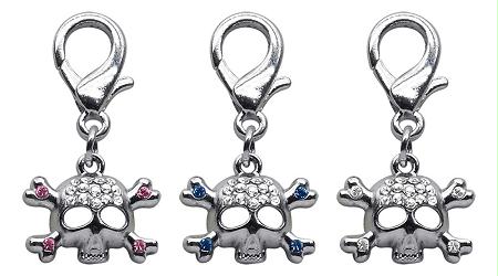 11-06 Cl Lobster Claw Skull Charm Clear