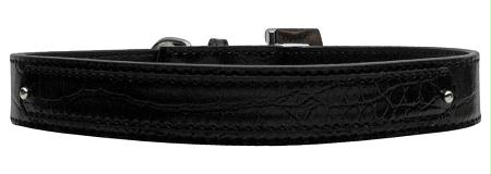 18-01 Lgbkc 18mm Two Tier Faux Croc Collar Black Large