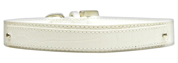 18-01 Lgwtc 18mm Two Tier Faux Croc Collar White Large
