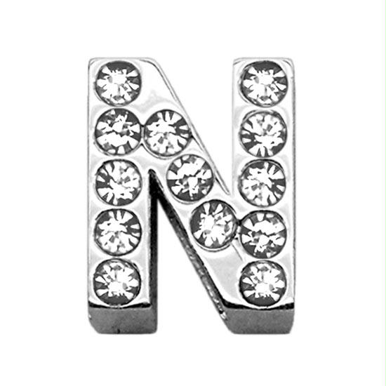 75 In. - 18mm Clear Letter Sliding Charms N .75 - 18mm
