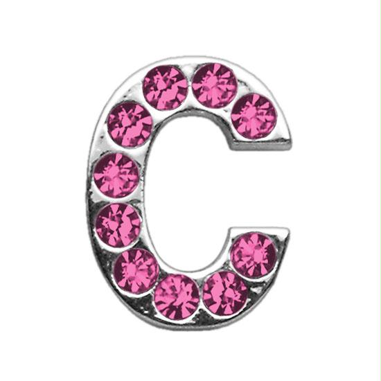 75 In. - 18mm Pink Letter Sliding Charms C .75 - 18mm