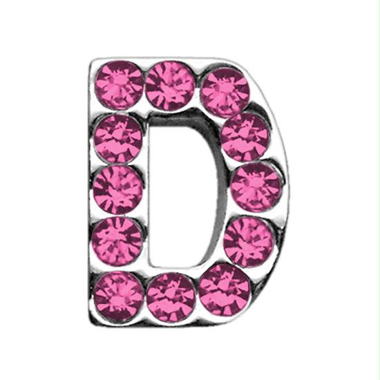 75 In. - 18mm Pink Letter Sliding Charms D .75 - 18mm