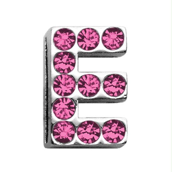 75 In. - 18mm Pink Letter Sliding Charms E .75 - 18mm