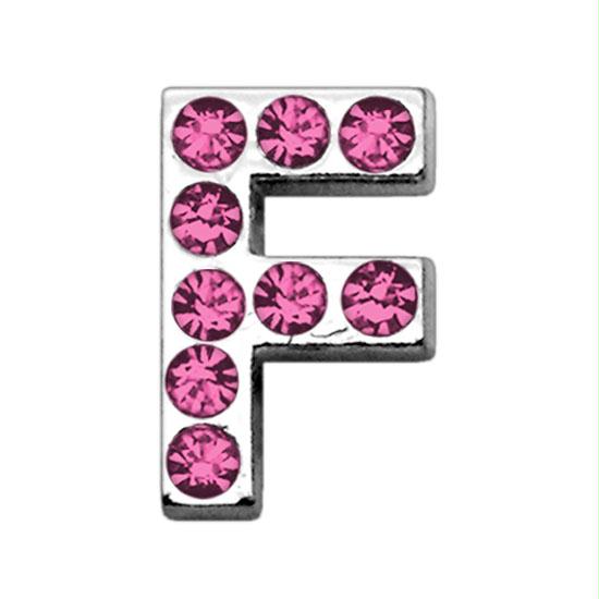 75 In. - 18mm Pink Letter Sliding Charms F .75 - 18mm