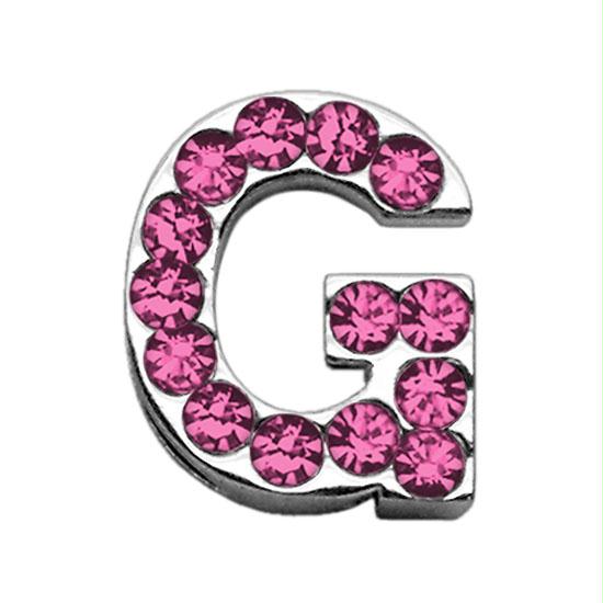 75 In. - 18mm Pink Letter Sliding Charms G .75 - 18mm