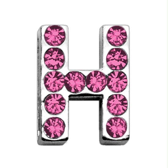 75 In. - 18mm Pink Letter Sliding Charms H .75 - 18mm