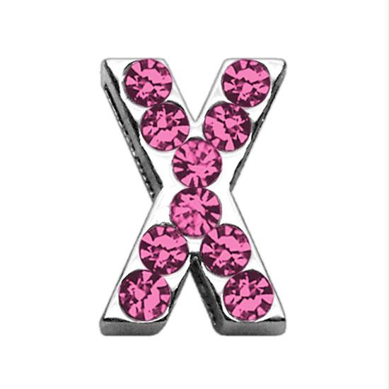 75 In. - 18mm Pink Letter Sliding Charms X .75 - 18mm