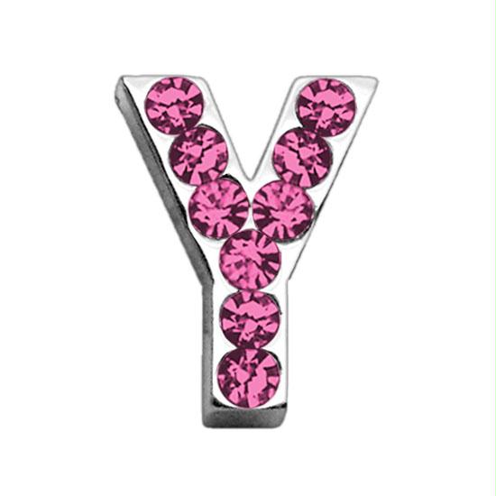 75 In. - 18mm Pink Letter Sliding Charms Y .75 - 18mm