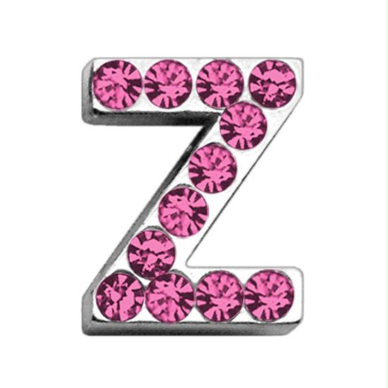 75 In. - 18mm Pink Letter Sliding Charms Z .75 - 18mm