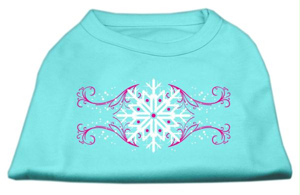 Pink Snowflake Swirls Screenprint Shirts Aqua L - 14