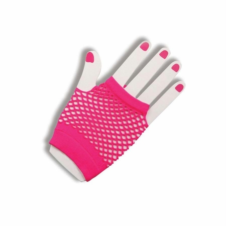 Fm63019 Gloves Fingerless Fishnet Pink
