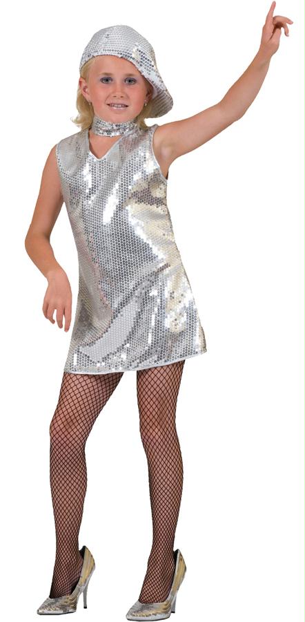 Ff782768md Disco Dress Child Silver Med