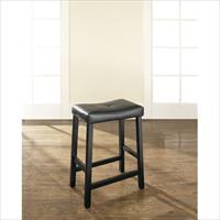 Crosley Furniture Cf500224-bk Upholstered Saddle Seat Bar Stool In Black Finish With 24 Inch Seat Height.