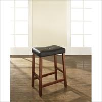 Crosley Furniture Cf500224-ch Upholstered Saddle Seat Bar Stool In Classic Cherry Finish With 24 Inch Seat Height.
