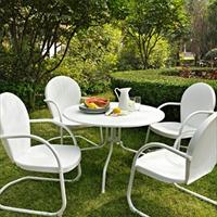 Crosley Furniture Griffith Metal 40 In. Five Piece Outdoor Dining Set - 40 In. Dining Table In White Finish With White Finish Chairs