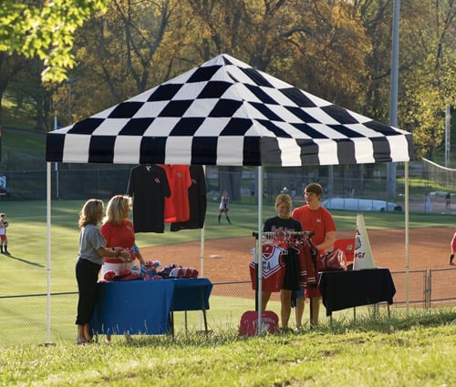 10x10 St Pop-up Canopy Checkered Flag Cover Black Roller Bag