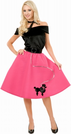 180508 Poodle Skirt Top & Scarf Adult Costume - Pink - Medium