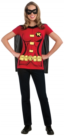 Rubies 212046 Robin - Female - T-shirt Adult Costume Kit - Red - Small