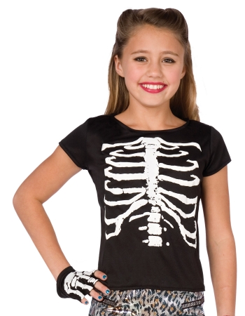 UPC 846625000786 product image for Time AD Inc. 194700 White Skeleton Babydoll Tee Child Costume - White - One Size | upcitemdb.com