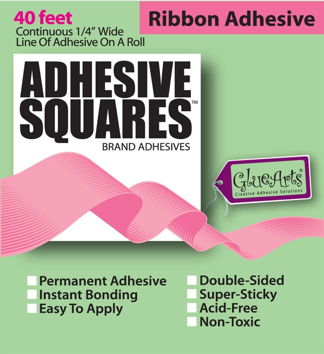 GlueArts P-00730 Adhesive Squares T- Ribbon .13 in. x 40 ft. - Pack of 12 GlueArts P-00730 Adhesive Squares T- Ribbon .13 in. x 40 ft. - Pack of 12