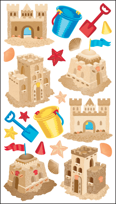 Sticko E5260116 Sticko Classic Stickers-Sand Castles Sticko E5260116 Sticko Classic Stickers-Sand Castles