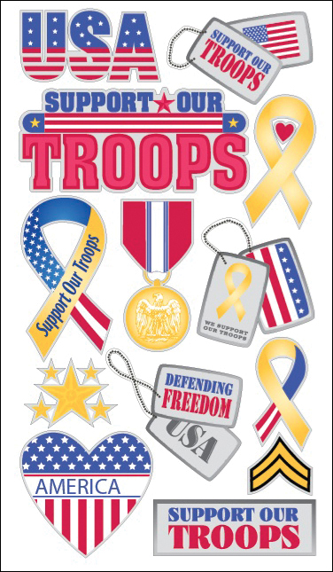 Sticko E5201077 Sticko Classic Stickers-Support Our Troops Sticko E5201077 Sticko Classic Stickers-Support Our Troops