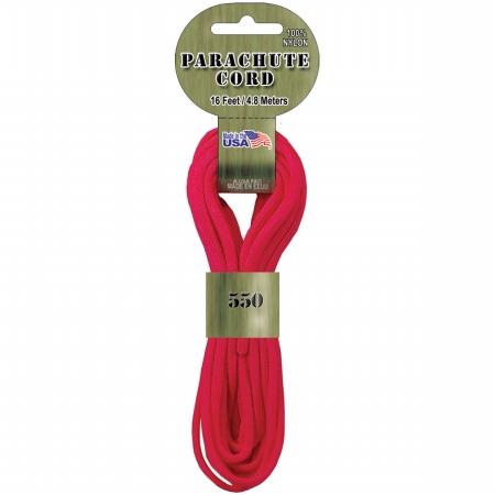 Pepperell PARA-1625 Parachute Cord 3mm 16 Feet-Pkg-Neon Pink Pepperell PARA-1625 Parachute Cord 3mm 16 Feet-Pkg-Neon Pink