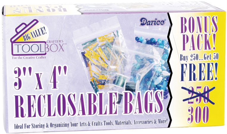 Darice 1115-10 Reclosable Plastic Bags 3 in. x 4 in. 300-Pkg Darice 1115-10 Reclosable Plastic Bags 3 in. x 4 in. 300-Pkg