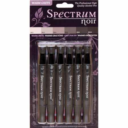 Crafters Companion SPECN-WARM Spectrum Noir Alcohol Markers 6-Pkg-Warm Greys Crafters Companion SPECN-WARM Spectrum Noir Alcohol Markers 6-Pkg-Warm Greys