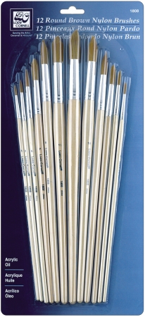 Loew-Cornell LC1808 Round Brown Nylon Brush Set-12-Pkg Loew-Cornell LC1808 Round Brown Nylon Brush Set-12-Pkg