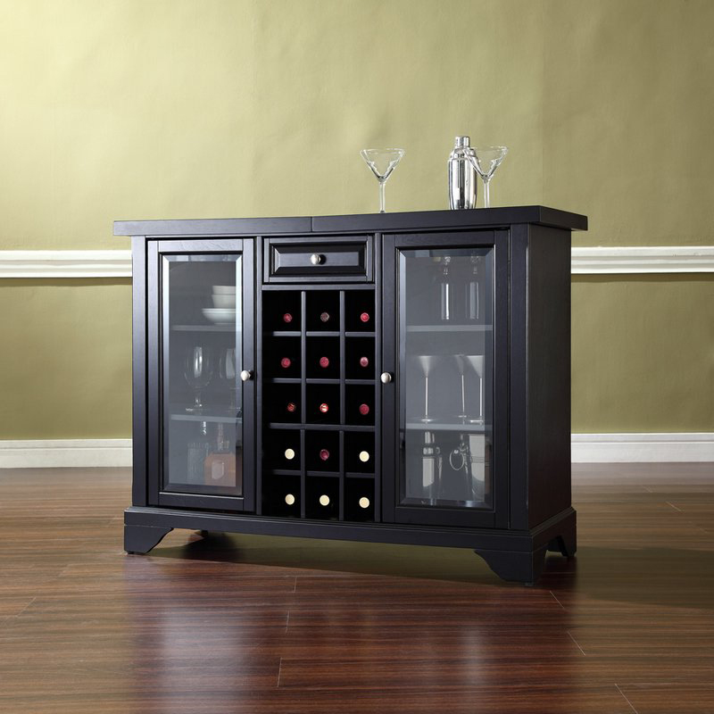 Crosley Furniture Kf40002bbk Lafayette Sliding Top Bar Cabinet In Black Finish