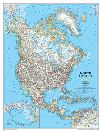 Maps North America Wall Map 24 X 30