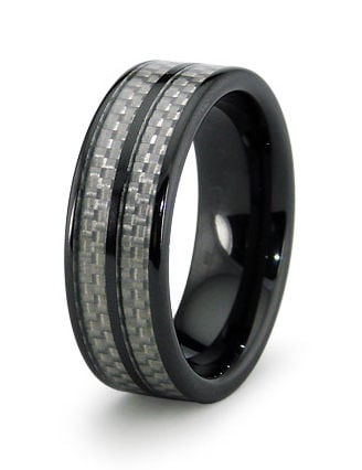 UPC 661541066384 product image for Ceramic Ring with Carbon Fiber Inlay 8mm - Size 12 | upcitemdb.com