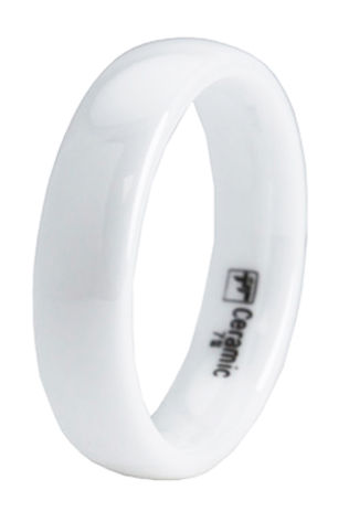 R40075-050 White Ceramic Classic Ring - Size 5