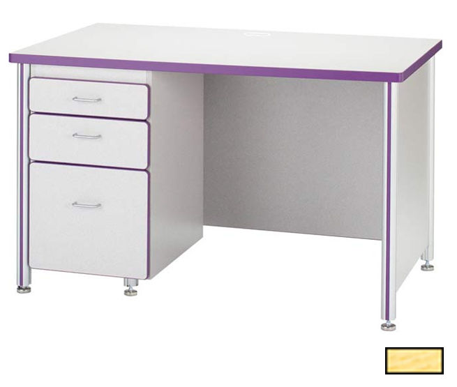 97011jc011 66 In. Teachers Desk With 1 Pedestal - Maple