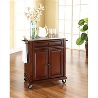 Crosley Furniture Kf30022ema Stainless Steel Top Portable Kitchen Cart-island In Vintage Mahogany Finish